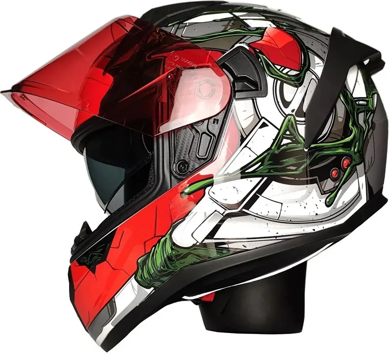 MTS M-801-SNAKE War Helmet with Sun Visor (Red Lens)