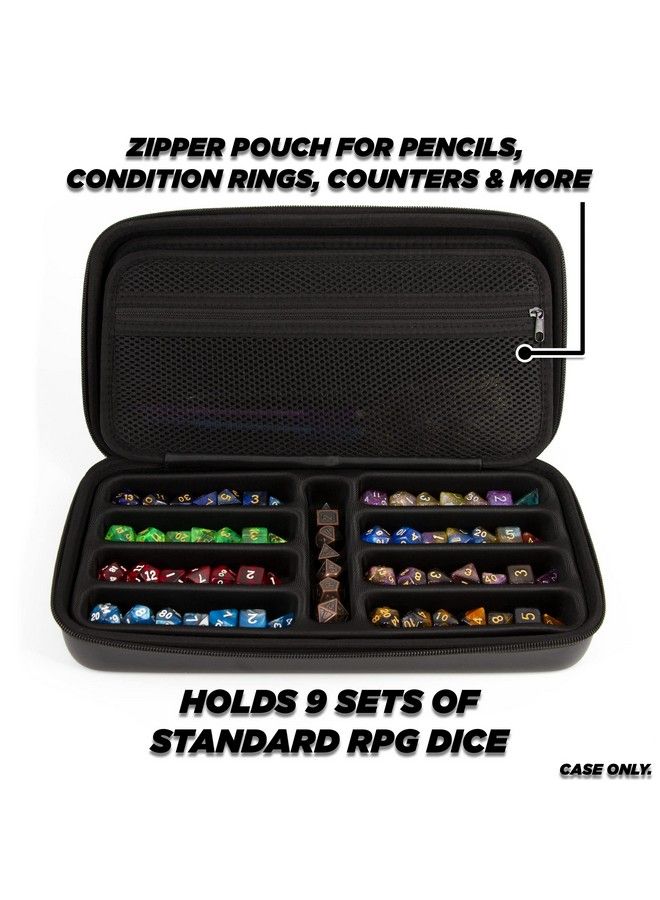 CASEMATIX Dice Box And Card Case For 9 Sets Of Rpg Dice Spell Cards Counters And Other Accessories Hard Shell Dice Holder With Embossed Dragon Design Carry Handle And Dice Tray Functionality  - Image 3