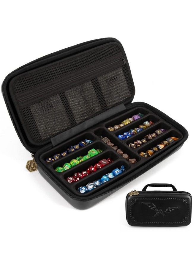CASEMATIX Dice Box And Card Case For 9 Sets Of Rpg Dice Spell Cards Counters And Other Accessories Hard Shell Dice Holder With Embossed Dragon Design Carry Handle And Dice Tray Functionality  - Image 2