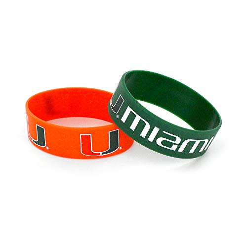 aminco NCAA Miami Hurricanes Silicone Rubber Bracelet, 2-Pack - Image 2