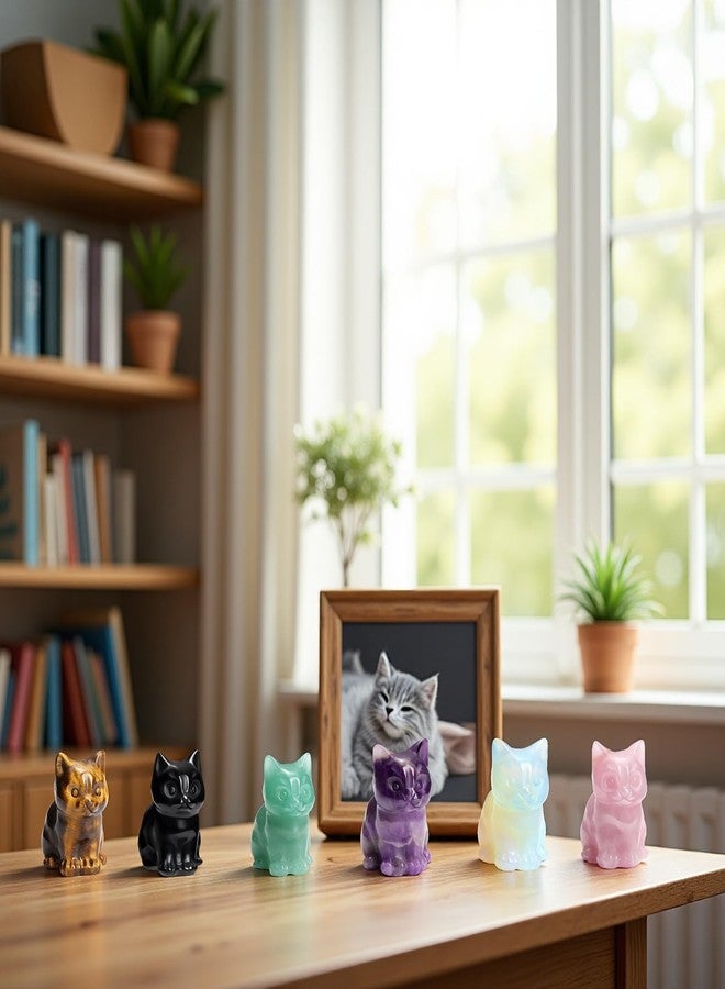 CrystalTears Amethyst Crystal Cat Figurine Carved Healing Crystal Gemstone Cat Lucky Cute Stone Cat Statue Ornament for Home Office Desk Meditation Decor Mini Cat Gifts for Cat Lover Christmas - Image 3
