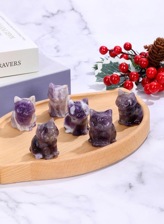 CrystalTears Amethyst Crystal Cat Figurine Carved Healing Crystal Gemstone Cat Lucky Cute Stone Cat Statue Ornament for Home Office Desk Meditation Decor Mini Cat Gifts for Cat Lover Christmas - Image 2