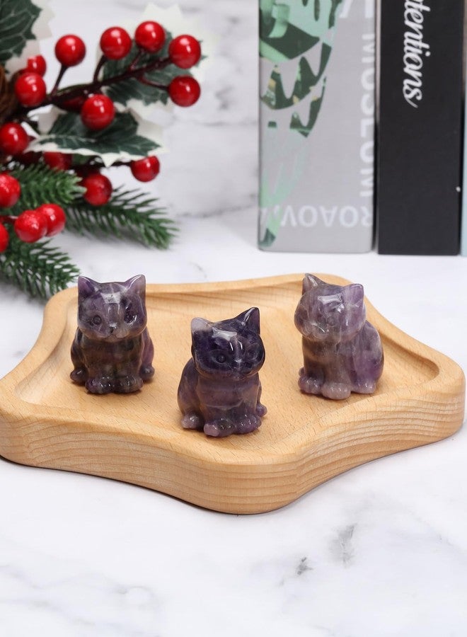 CrystalTears Amethyst Crystal Cat Figurine Carved Healing Crystal Gemstone Cat Lucky Cute Stone Cat Statue Ornament for Home Office Desk Meditation Decor Mini Cat Gifts for Cat Lover Christmas - Image 5