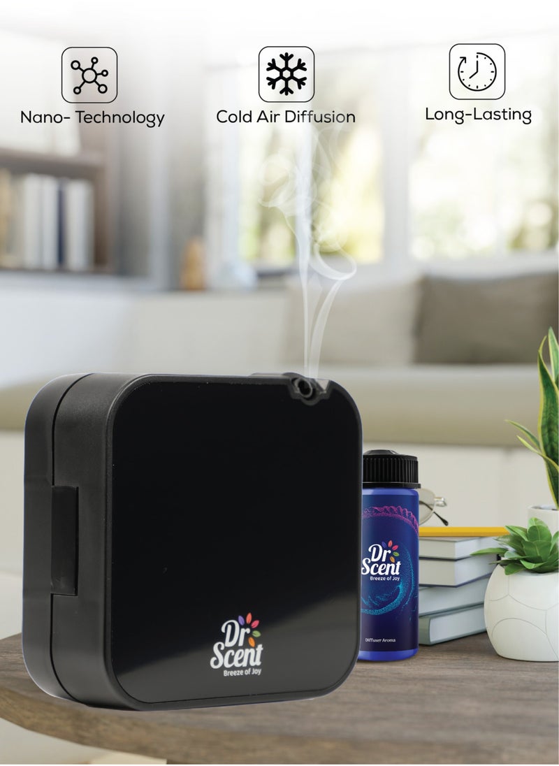 Dr Scent - Essential Oil Diffuser – Mini: Miniature Aromatherapy Wonder with 30-100 Sqm Coverage, Exquisite Design, and Mobile App Integration for Enhanced Fragrance Experience (FULLY BLACK) - Image 1