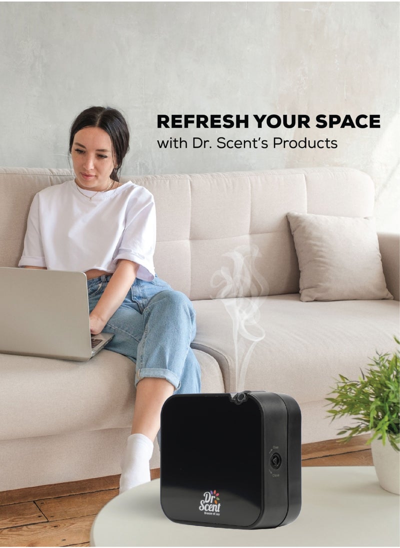 Dr Scent - Essential Oil Diffuser – Mini: Miniature Aromatherapy Wonder with 30-100 Sqm Coverage, Exquisite Design, and Mobile App Integration for Enhanced Fragrance Experience (FULLY BLACK) - Image 1
