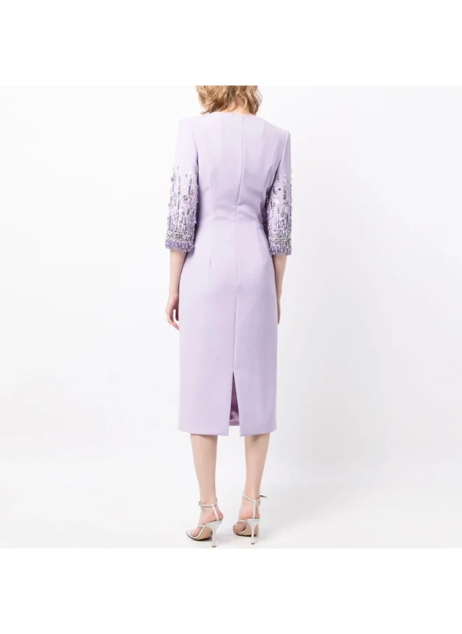 Madam Uniq New Fashionable Mid-Length Dress with Beading and Rhinestone Embellishments
