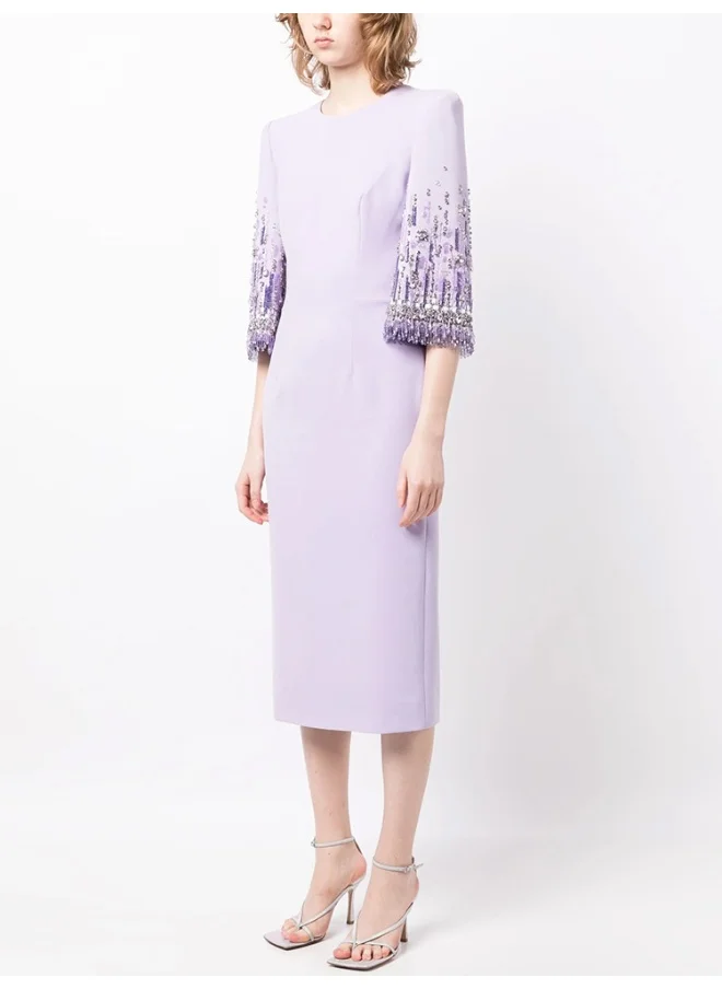 Madam Uniq New Fashionable Mid-Length Dress with Beading and Rhinestone Embellishments