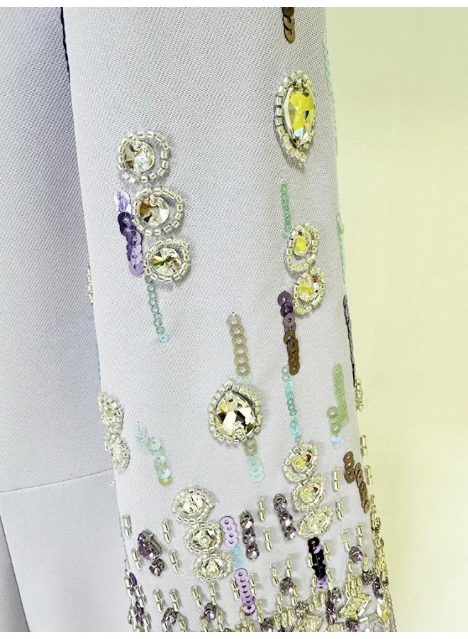 Madam Uniq Elegant Lilac Bead - Embellished Dress, Half - Sleeves & Sheath Silhouette, Formal/Cocktail Outfit