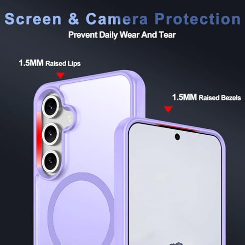 Elzzi Magnetic Cover Compatible for Samsung S25 Plus 5g Case with Adjustable Metal Kickstand, Compatible with Mag-Safe Translucent Matte Shockproof Protective Phone Case, Purple - Image 3