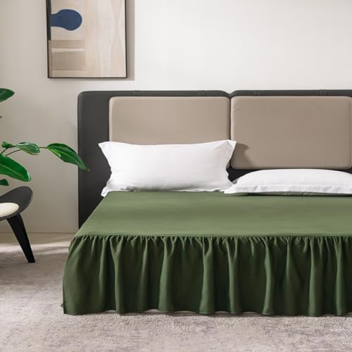 TSUTOMI Bed Skirt Queen Size Ruffled Bed Skirt with Split Corners 14 Inch Drop Dust Ruffle Bed Skirts with Platform Gathered Style 100 Microfiber Green - Image 3