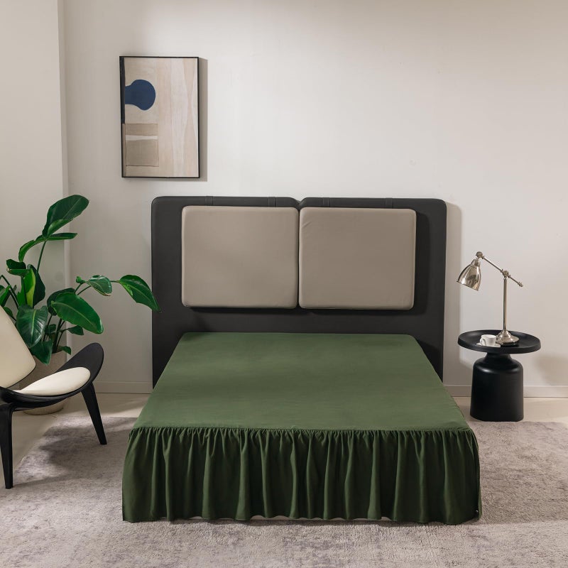 TSUTOMI Bed Skirt Queen Size Ruffled Bed Skirt with Split Corners 14 Inch Drop Dust Ruffle Bed Skirts with Platform Gathered Style 100 Microfiber Green - Image 2