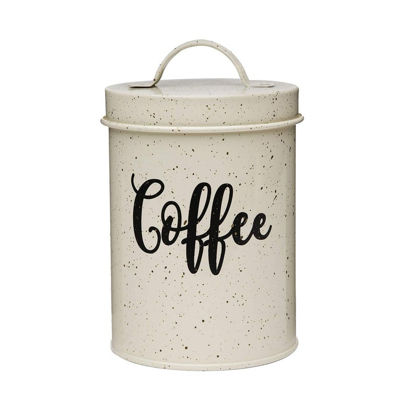Amici Home Maddox Metal Coffee Canister | Dry Food Storage Container | Speckled Cream Canister for Kitchen Countertop | Storage Jar for Coffee with Handle | 44 Oz - Image 1