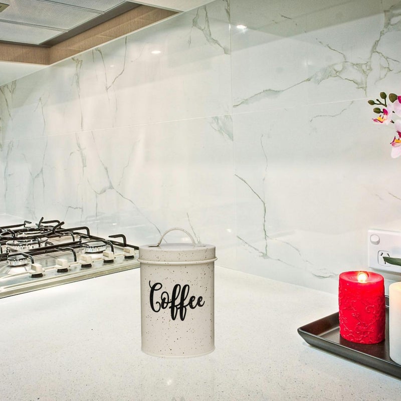 Amici Home Maddox Metal Coffee Canister | Dry Food Storage Container | Speckled Cream Canister for Kitchen Countertop | Storage Jar for Coffee with Handle | 44 Oz - Image 5
