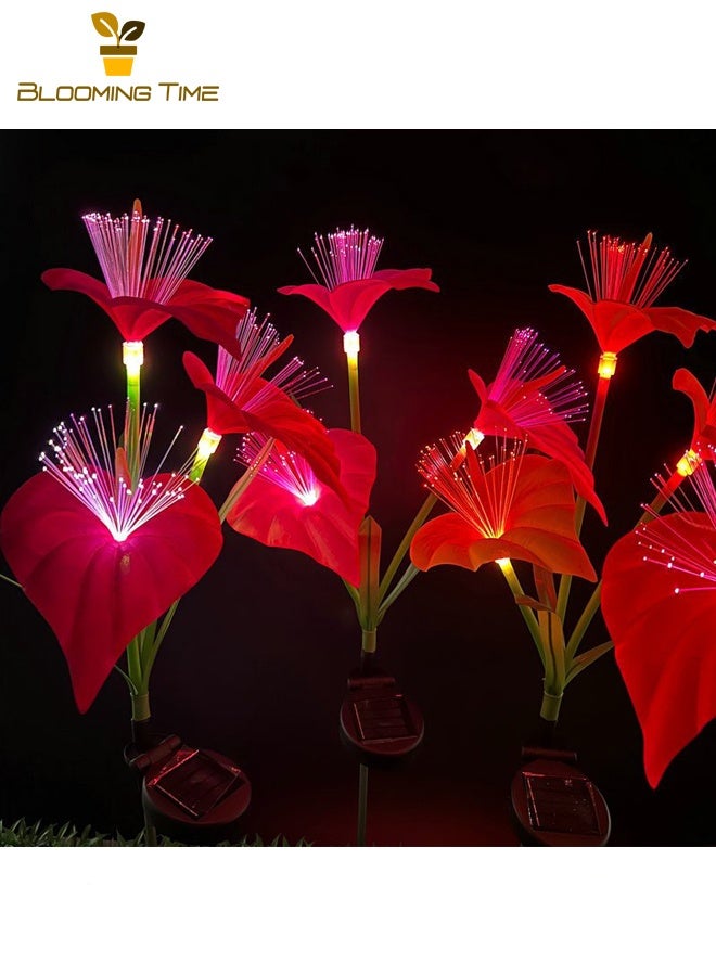 بلومنغ تايم اثنين من المصابيح الشمسية زنبق كالا الصمام الألياف البصرية الملونة زنبق كالا الفوانيس حديقة فناء الحديقة المنزلية للماء في الغلاف الجوي الديكور - Image 1