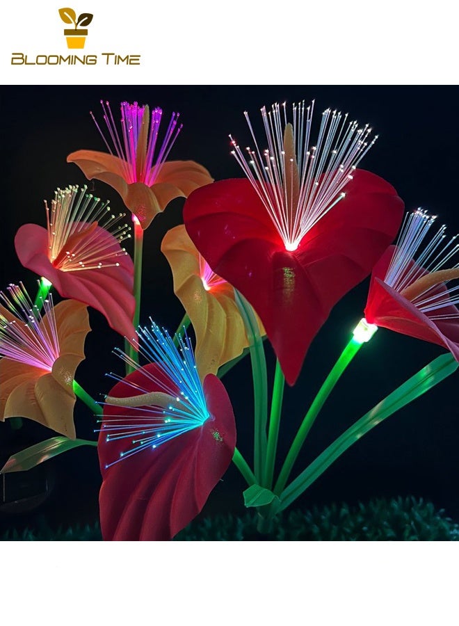 بلومنغ تايم اثنين من المصابيح الشمسية زنبق كالا الصمام الألياف البصرية الملونة زنبق كالا الفوانيس حديقة فناء الحديقة المنزلية للماء في الغلاف الجوي الديكور - Image 4