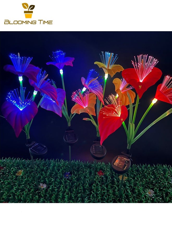 بلومنغ تايم اثنين من المصابيح الشمسية زنبق كالا الصمام الألياف البصرية الملونة زنبق كالا الفوانيس حديقة فناء الحديقة المنزلية للماء في الغلاف الجوي الديكور - Image 2