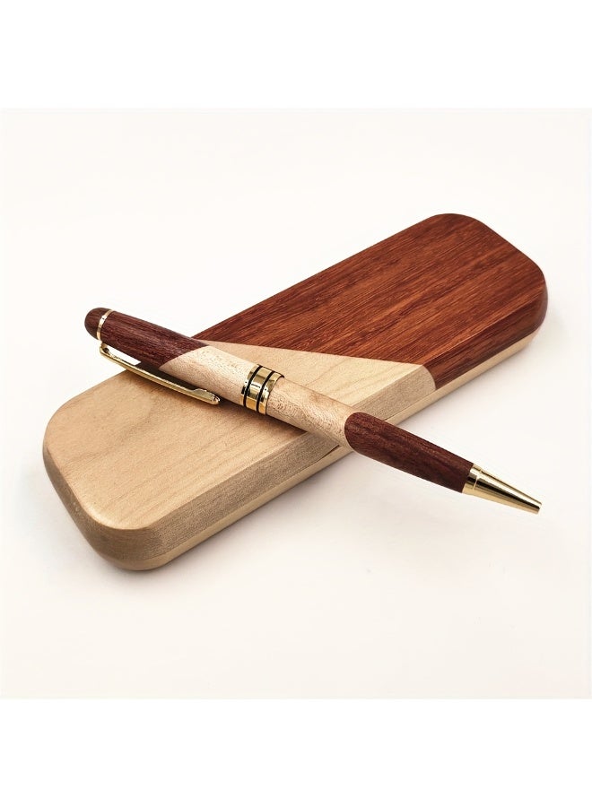 Luxury Wooden Ballpoint Pen Gift Set - Handcrafted Ballpoint Pens with Elegant Display Case, Premium Business Gift for Men & Women - Image 3