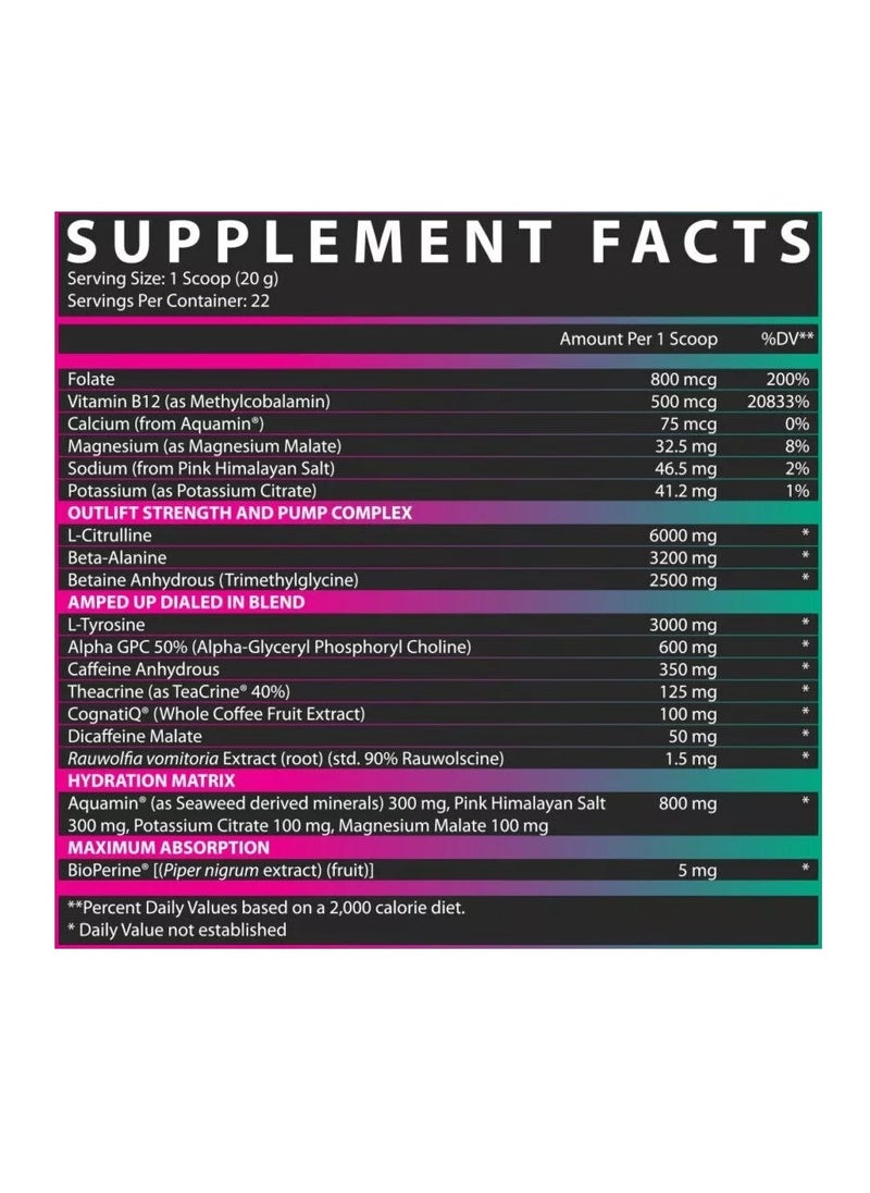Nutrex Research OUTLIFT Amped Max Dosed Pre Workout Strawberry  Water Melon  flavour 22 Serv 434g  - Image 4