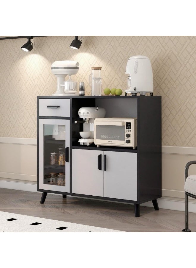  CityRiya-Long خزانة تخزين، خزانة طويلة، خزانة ذات درج، خزانة جانبية للبوفيه، خزانة بار القهوة، خزانة كبيرة 90 سم، خزانة زاوية القهوة مع مساحة تخزين، طاولة وحدة تحكم للمدخل للمطبخ المنزلي - Image 2