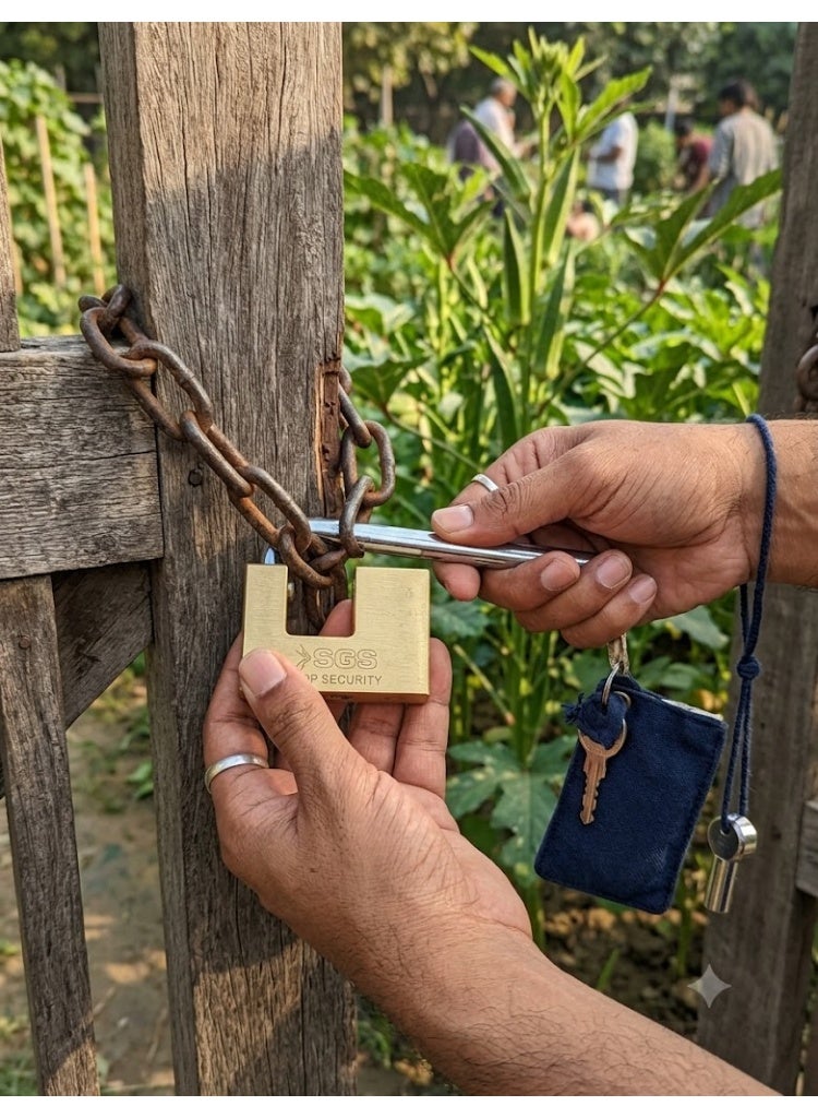 SGS 90mm Rectangular Pad Lock Gold Color - Image 2