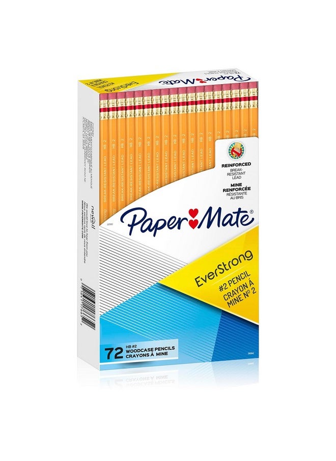 بيبر ميت أقلام رصاص Paper Mate EverStrong #2، معززة ومقاومة للكسر عند الكتابة، 72 قلمًا  - Image 1
