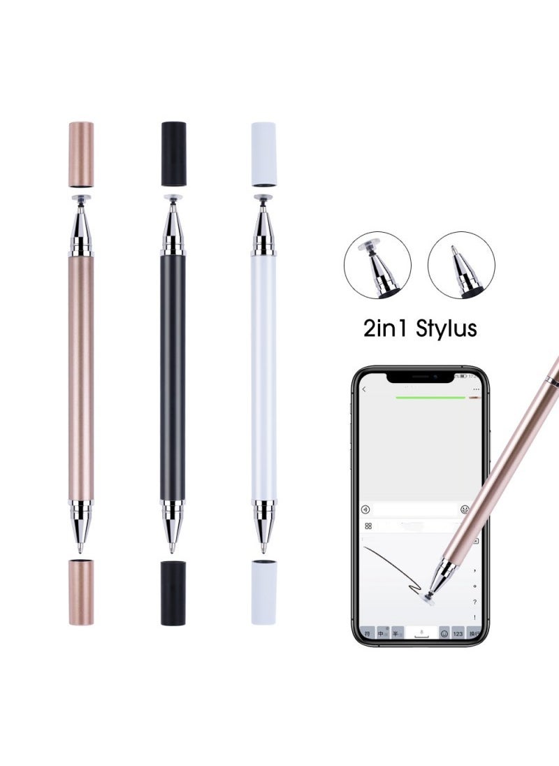 Generic Dual-Tip Capacitive Pen for Smartphones and Tablets Silver 