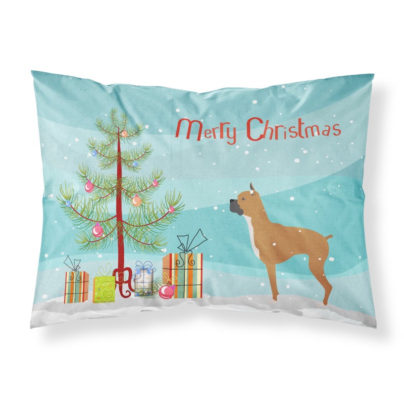 Caroline's Treasures Caroline's Treasures Christmas Tree Boxer Merry Fabric Standard Pillowcase BB2971PILLOWCASE 