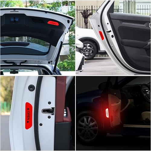 Goelite Car Door Reflective Open Warning for Safety Sticker,Plastic,Self-Adhesive (Red) - Image 2