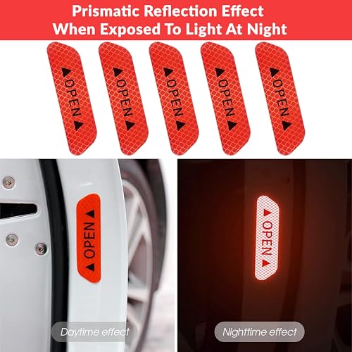 Goelite Car Door Reflective Open Warning for Safety Sticker,Plastic,Self-Adhesive (Red) - Image 3