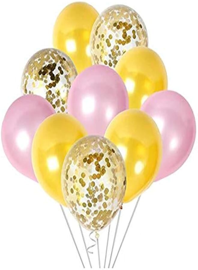 Secret 12Inch pink & gold latex - Gold Confetti Balloons Party Decorations Supplies for Christmas Valentines Birthday or Wedding
