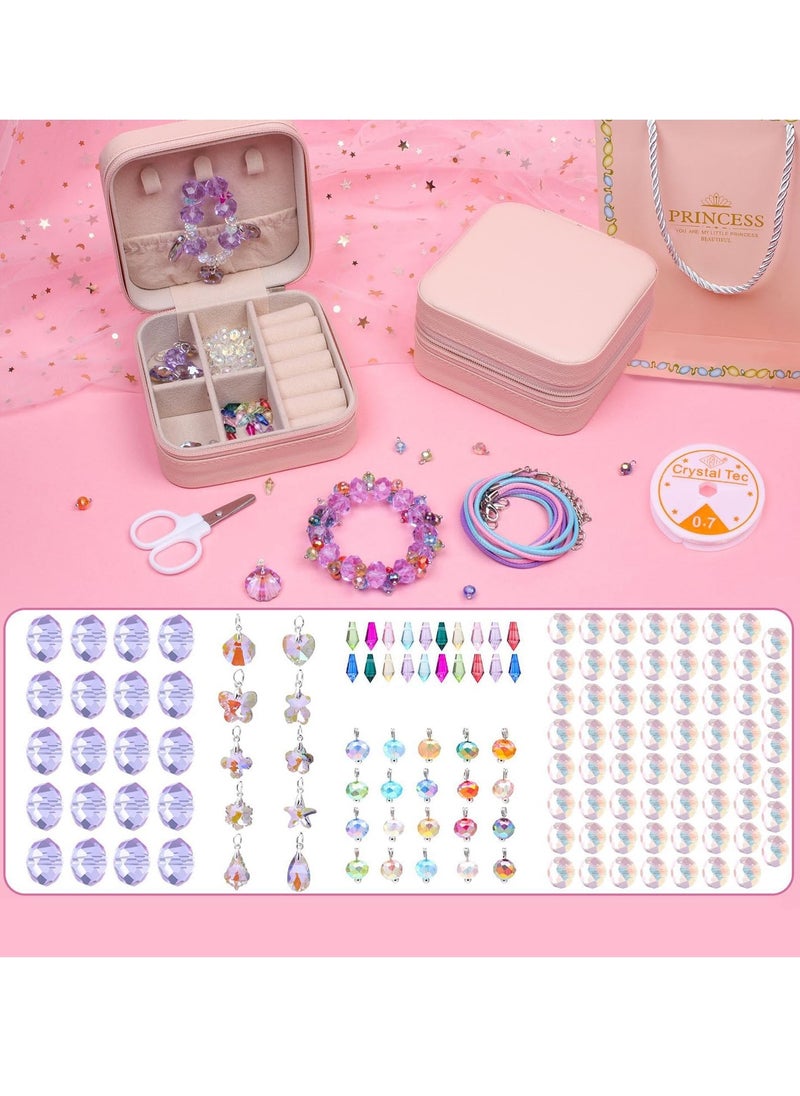 VUCATIN Bracelet Making Kit for Girls 139pc Charm Bracelets Kit with Jewelry Box DIY Bead Jewelry Charms Bracelets for DIY Craft Present For 8+ Year Old Girl (Purple)  - Image 1