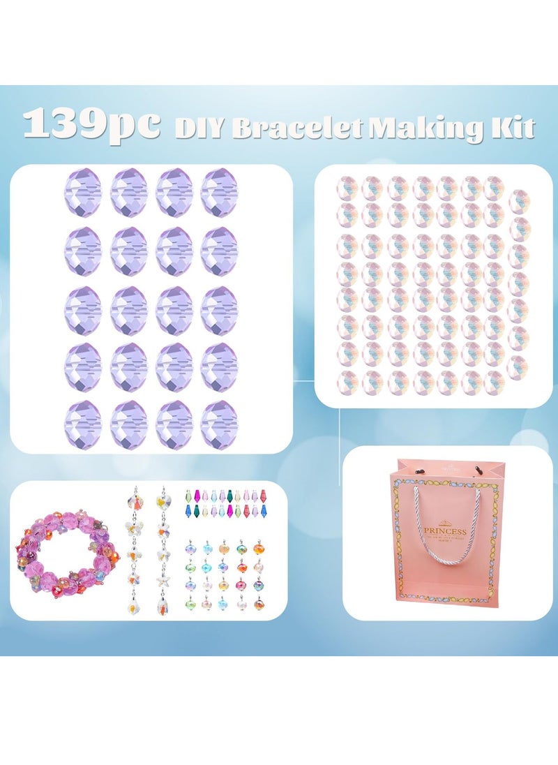 VUCATIN Bracelet Making Kit for Girls 139pc Charm Bracelets Kit with Jewelry Box DIY Bead Jewelry Charms Bracelets for DIY Craft Present For 8+ Year Old Girl (Purple)  - Image 4