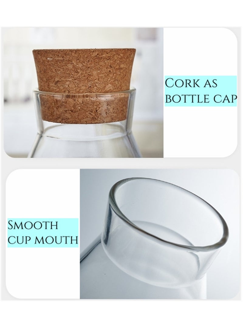 3Pcs Glass Bottles, 600ML Airtight Glass Jars Transparent Decoration Containers with Wood Cork Stoppers, Clear Storage Vials for Tea Coffee Spice Cereals Food Storage and Juice (3Pcs × 600ML) - Image 2