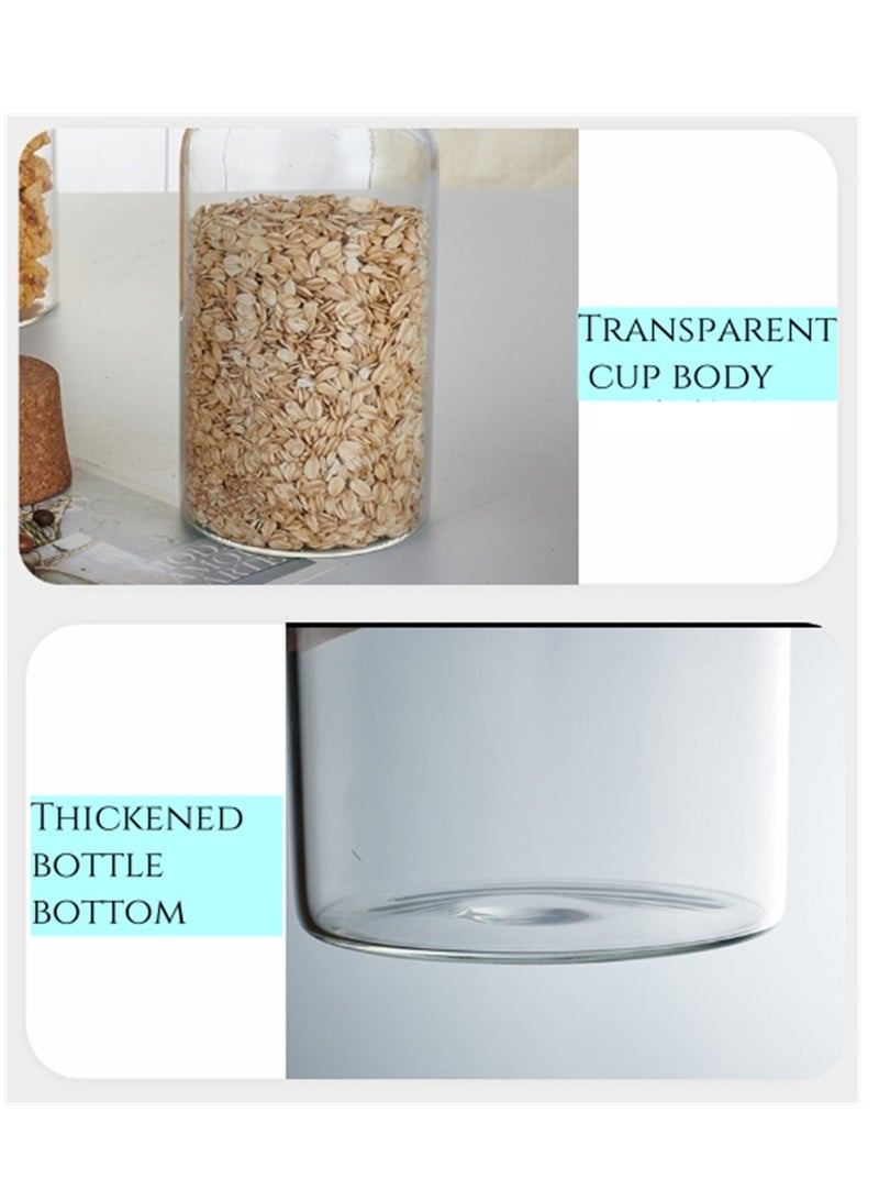 3Pcs Glass Bottles, 600ML Airtight Glass Jars Transparent Decoration Containers with Wood Cork Stoppers, Clear Storage Vials for Tea Coffee Spice Cereals Food Storage and Juice (3Pcs × 600ML) - Image 3