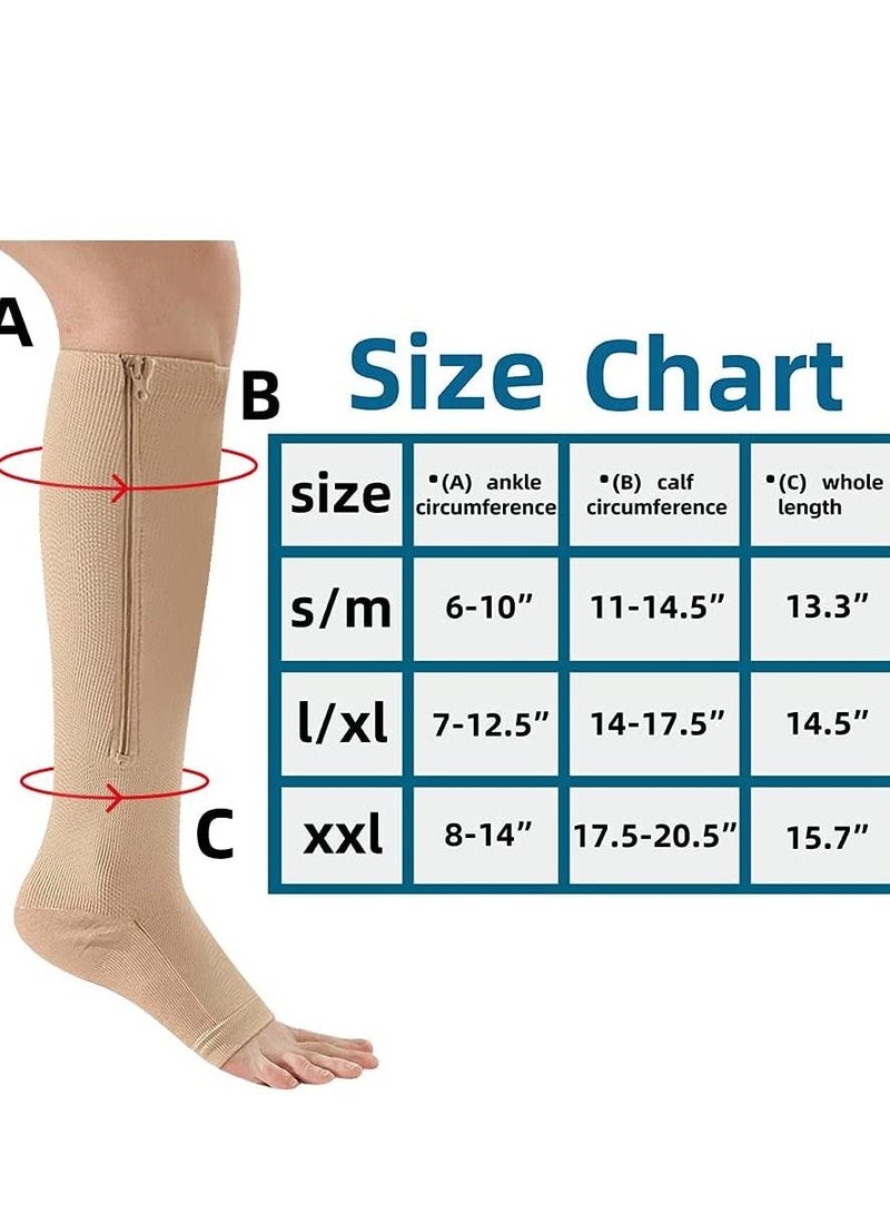 AS SEEN ON TV Compression Stretchy Leg Pain Relief  Zip Socks  Brown L\XL - Image 3