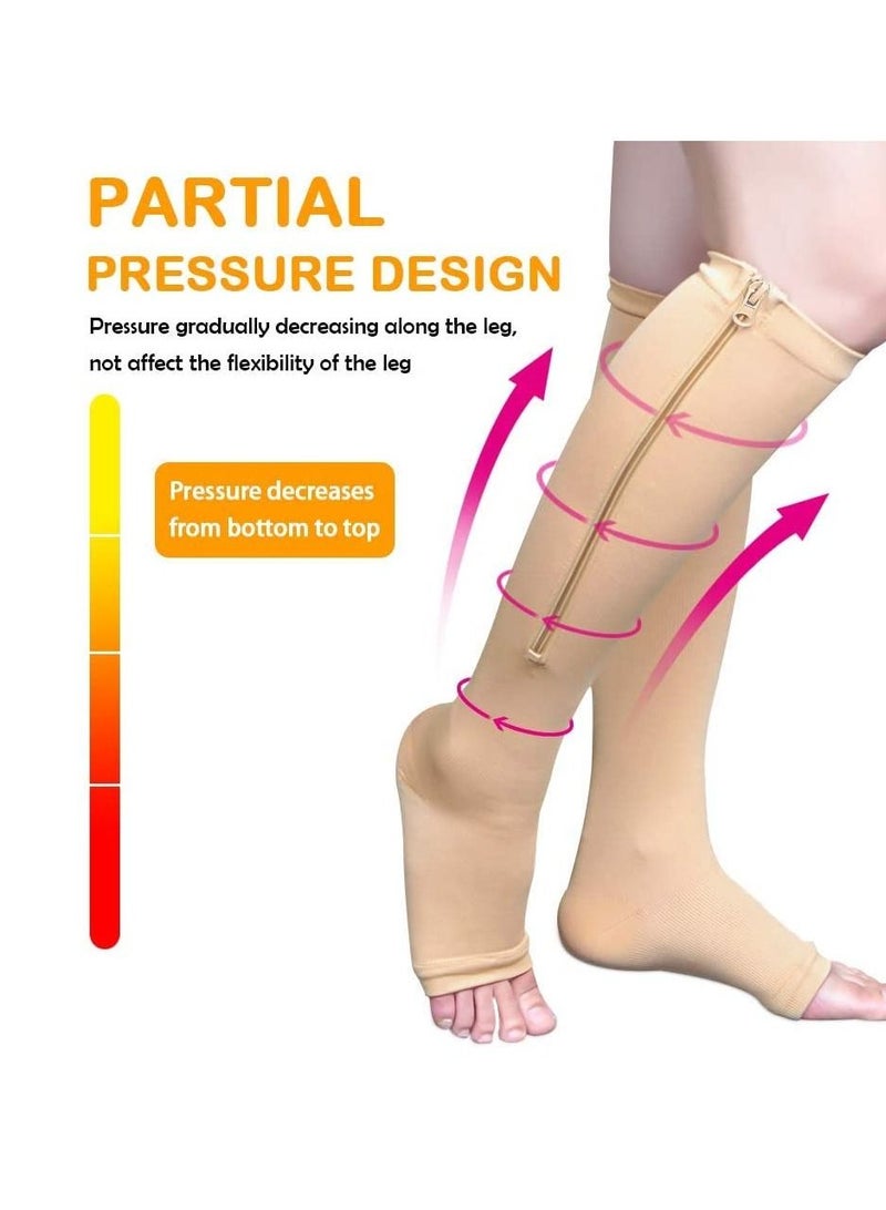 AS SEEN ON TV Compression Stretchy Leg Pain Relief  Zip Socks  Brown L\XL - Image 5
