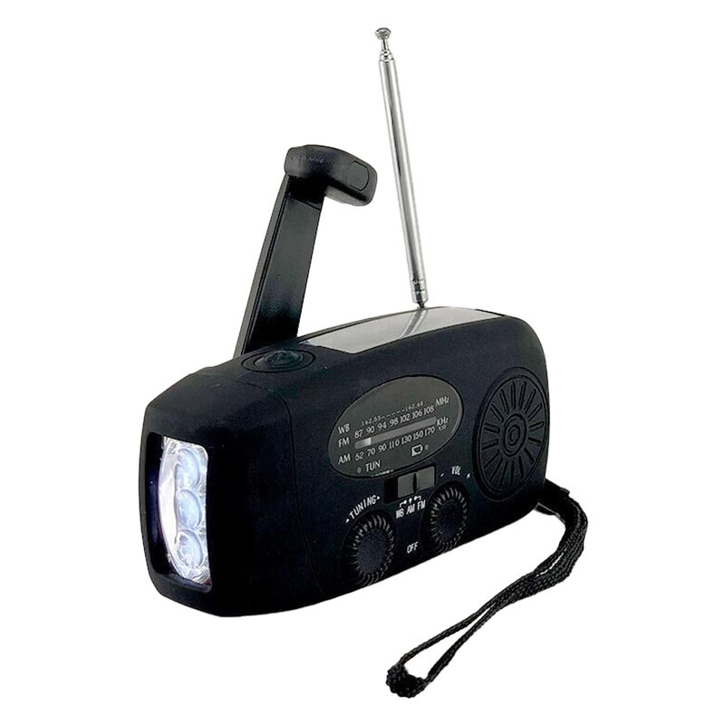 Hand Crank Emergency Radio: Blue 6*3*2Inch 2000mAh Power Bank - 3 Power Methods Solar Hand Crank Radio with High Light Flashlight for Outdoor Camping Hiking Emergency Preparedness - Image 2