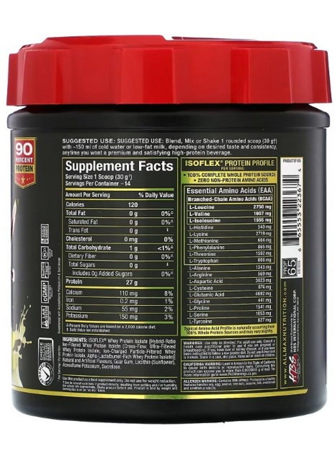 Allmax Isoflex Pure Whey Protein Isolate Vanilla 0.9 lbs 425 g - Image 2