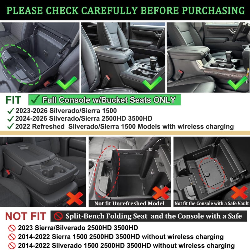 PIMCAR Full Center Console Organizer for 2022-2026 Refreshed Chevy Silverado/GMC Sierra 1500, 2024-2026 Silverado/Sierra 2500HD 3500HD (Full Console w/Bucket Seats ONLY) - Image 2
