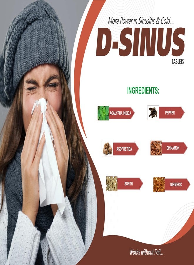 Ayucar Labs D-Sinus Ayurvedic Tablets for Sinus Relief – 30 Tablets | Relief from Sinusitis, Cold, Chest Congestion & Runny Nose | With Natural Herbs | Ayucar Labs - Image 3