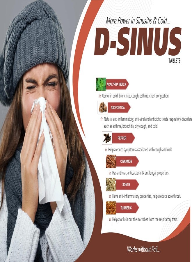 Ayucar Labs D-Sinus Ayurvedic Tablets for Sinus Relief – 30 Tablets | Relief from Sinusitis, Cold, Chest Congestion & Runny Nose | With Natural Herbs | Ayucar Labs - Image 4