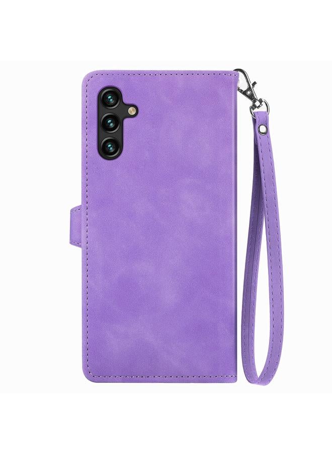 S-TOP Case For Samsung Galaxy A24 4G Embossed Flower Zipper Leather Phone Case - Image 3