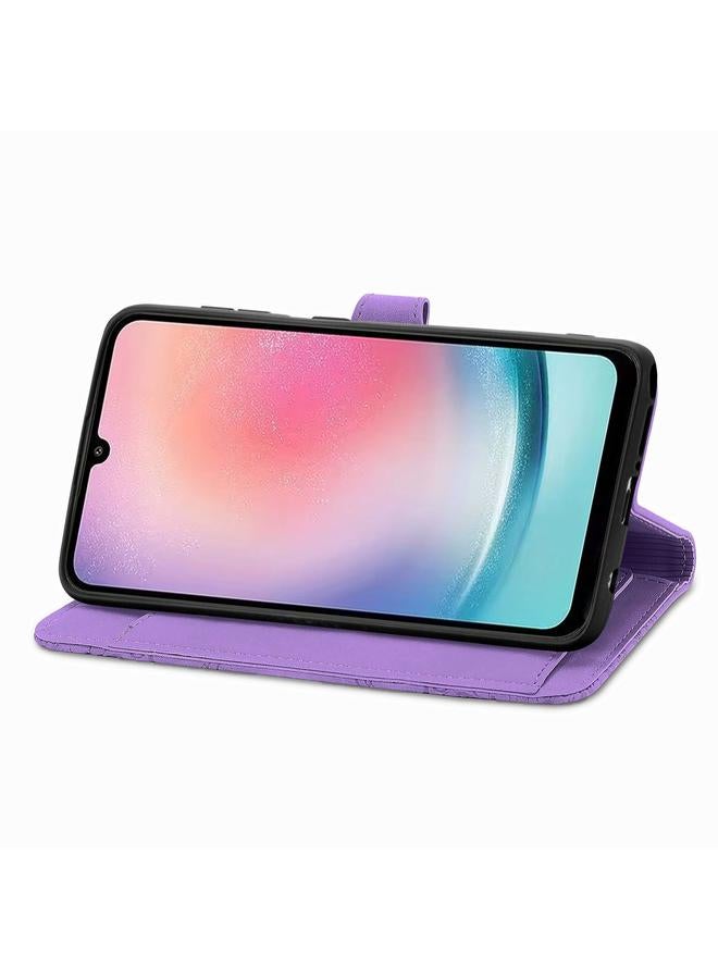 S-TOP Case For Samsung Galaxy A24 4G Embossed Flower Zipper Leather Phone Case - Image 5