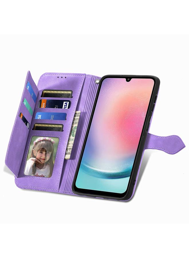 S-TOP Case For Samsung Galaxy A24 4G Embossed Flower Zipper Leather Phone Case - Image 4