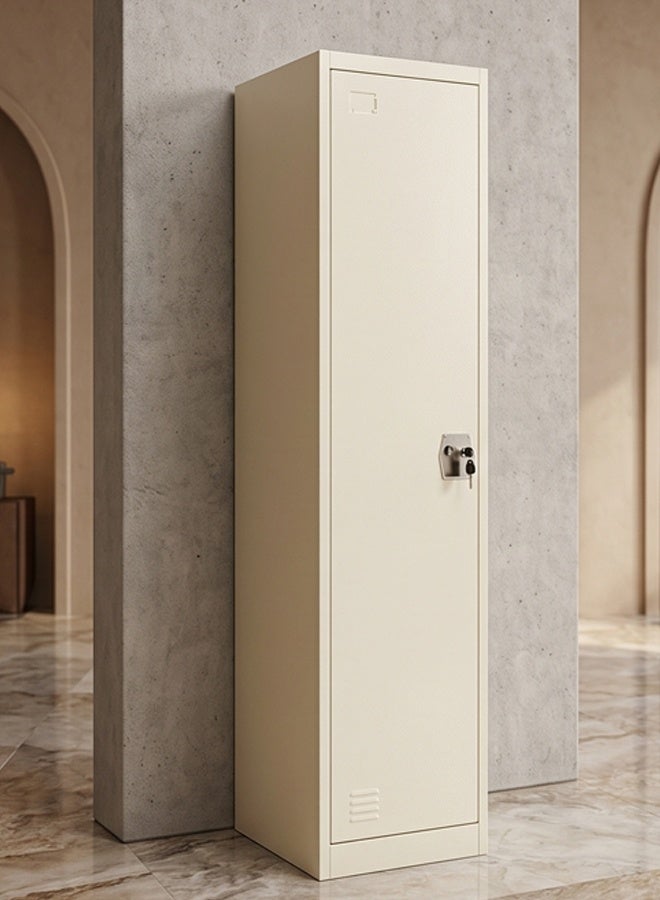 Living Slim Metal Wardrobe with Lock and Shelves - Image 2