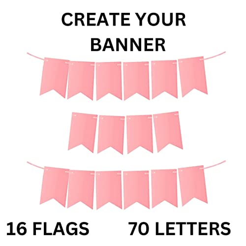 FI - FLICK IN 86 pcs Customized Name Banner Kit for Birthday Naming Ceremony Anniversary Baby Shower Bride to Be Personalized Banner (Pack of 86, Pink) - Image 2