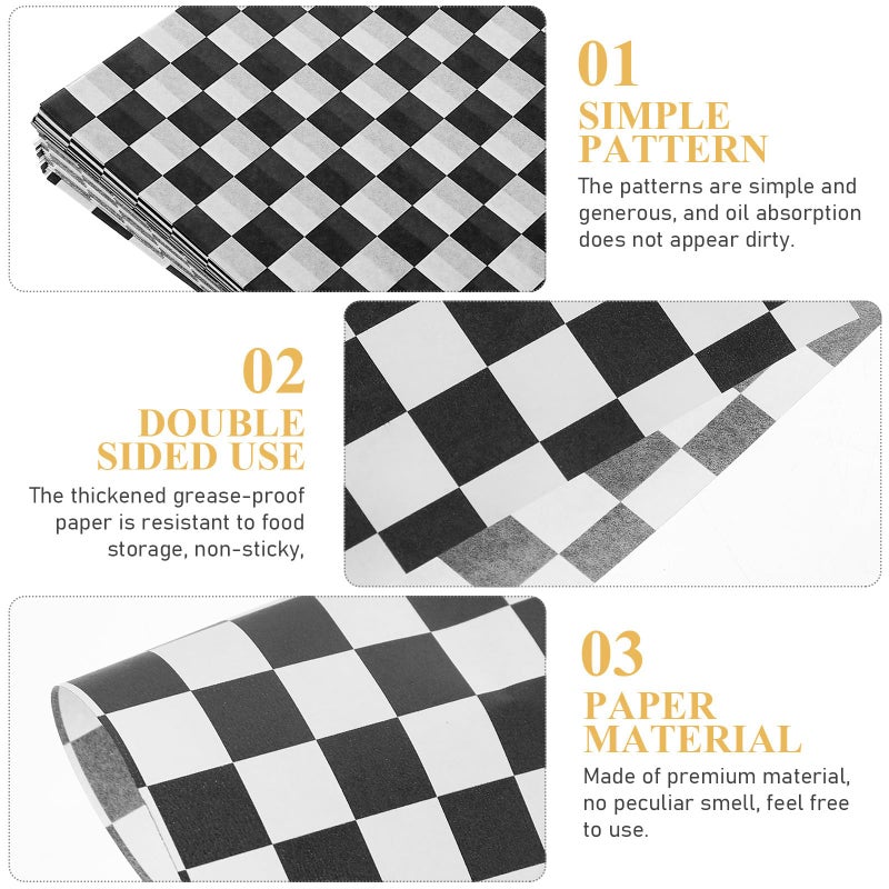 24 Pcs Black Checkerboard Greaseproof Baking Paper Non Stick Oil Absorbing Sheets For Air Fryer Kitchen Snacks - Image 4