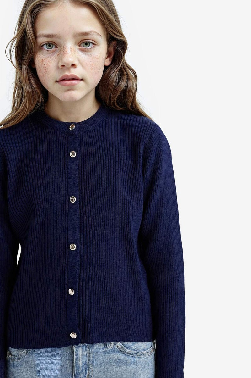 DeFacto Girl Crew Neck Button Down Knit Cardigan - Image 3