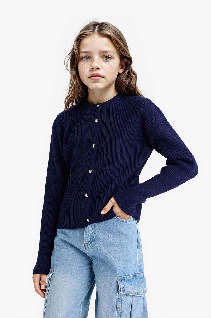 DeFacto Girl Crew Neck Button Down Knit Cardigan - Image 1