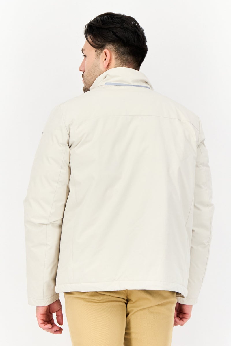 GEOX جاكيت بافر للرجال بشعار العلامة التجارية، أبيض فاتح - Image 2